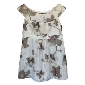 Cynthia Steffe Silk Blend Metallic Floral Print Empire Waist Blouse NWT Size 4